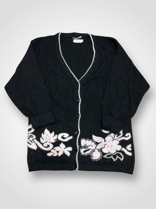 Cardigan brodé main femme (XL)