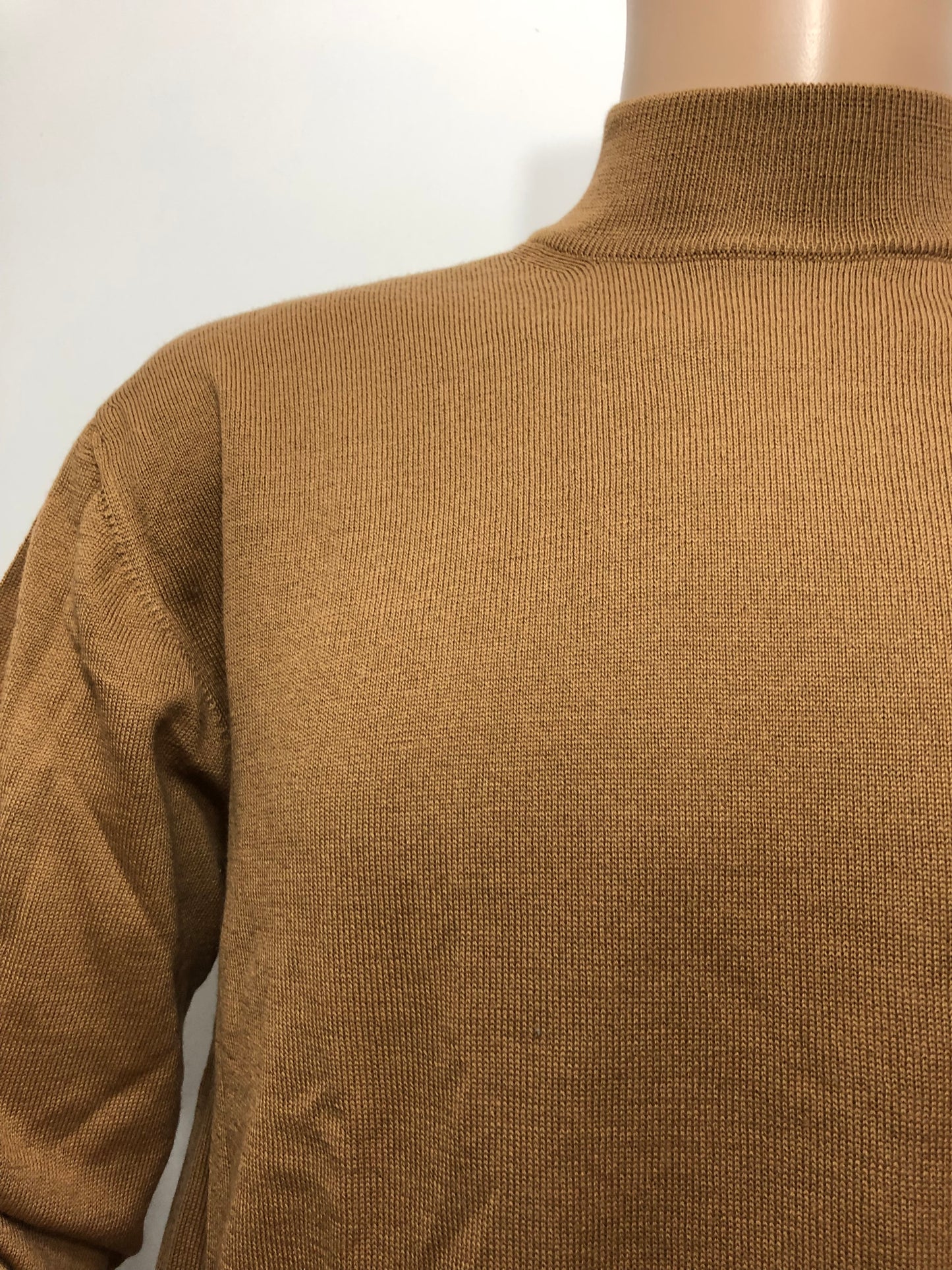 Pull homme léger en laine mérinos et acrylique, couleur camel (M)