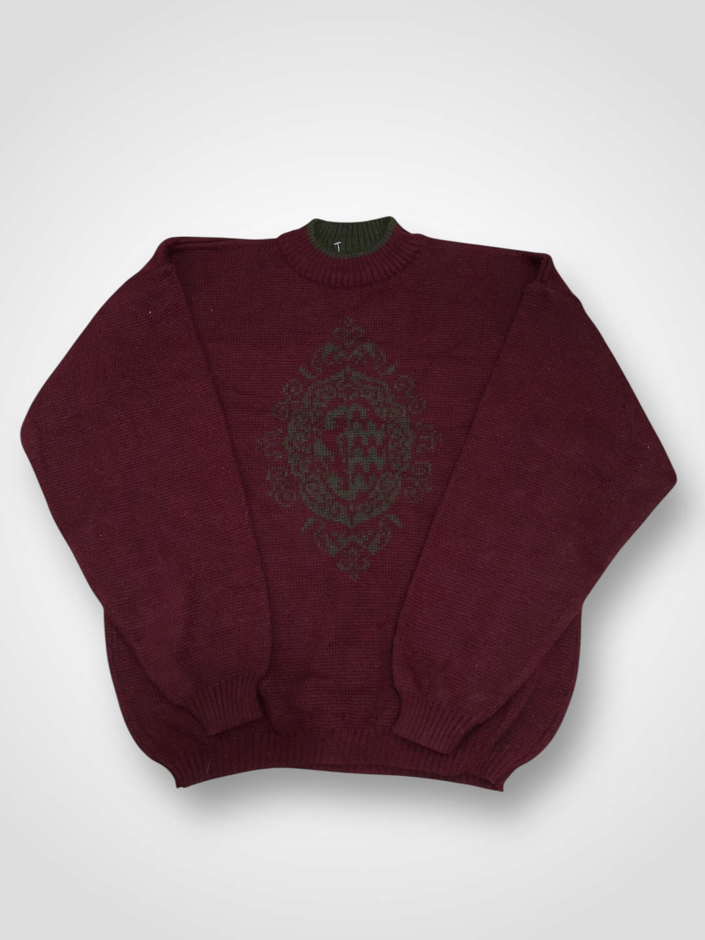 Pull col rond bordeaux homme (L)